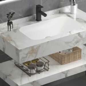 BÀN ĐÁ LAVABO 2 TẦNG BÓNG VÂN ĐÁ CẨM THẠCH LTBD 8050-1