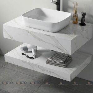 BÀN ĐÁ LAVABO 2 TẦNG BÓNG VÂN ĐÁ TRẮNG
  LTBD 8050-5
